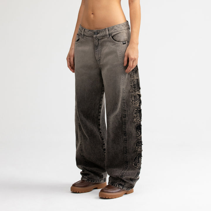 Barrel Denim Pants - Washed Black