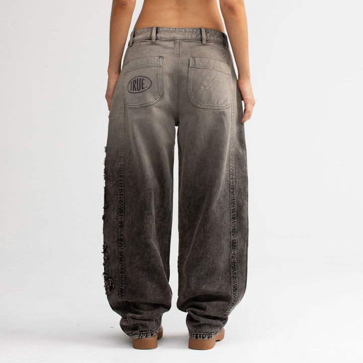 Barrel Denim Pants - Washed Black