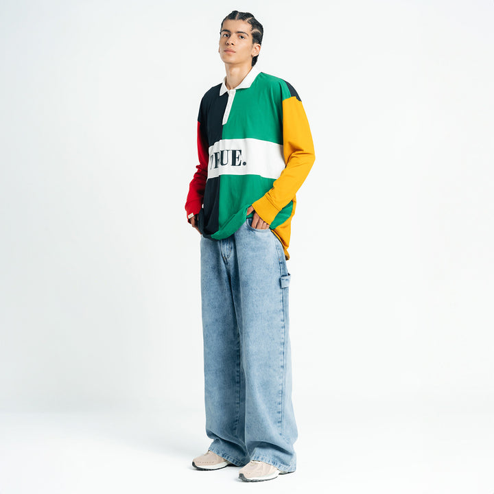 Colors Oversized LS Polo - Multicolors