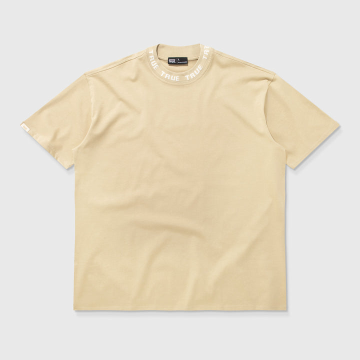 Knit Collar Oversized T-Shirt - Camel
