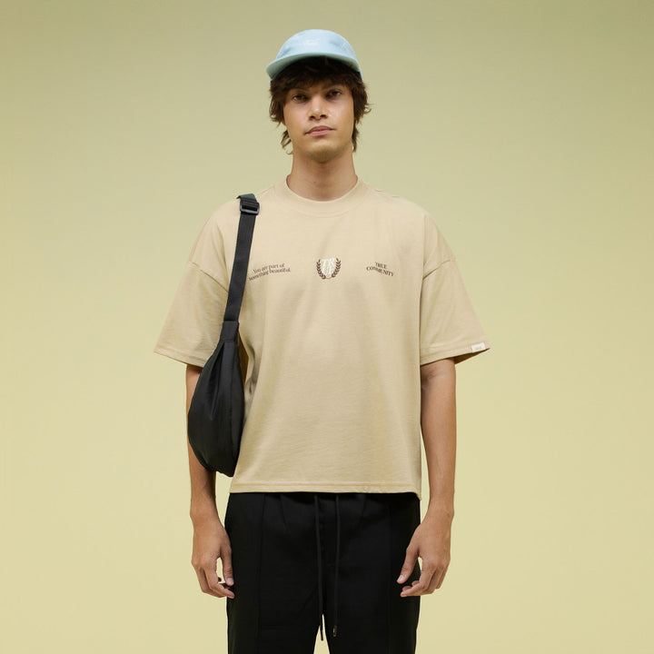 True Community Box-Fit T-Shirt - Camel