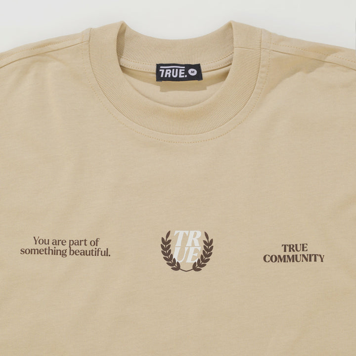 True Community Box-Fit T-Shirt - Camel