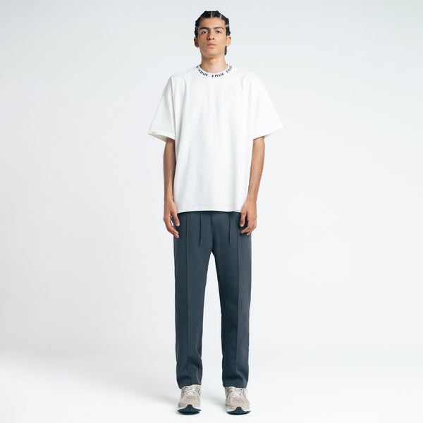Knit Collar Oversized T-Shirt - Ivory