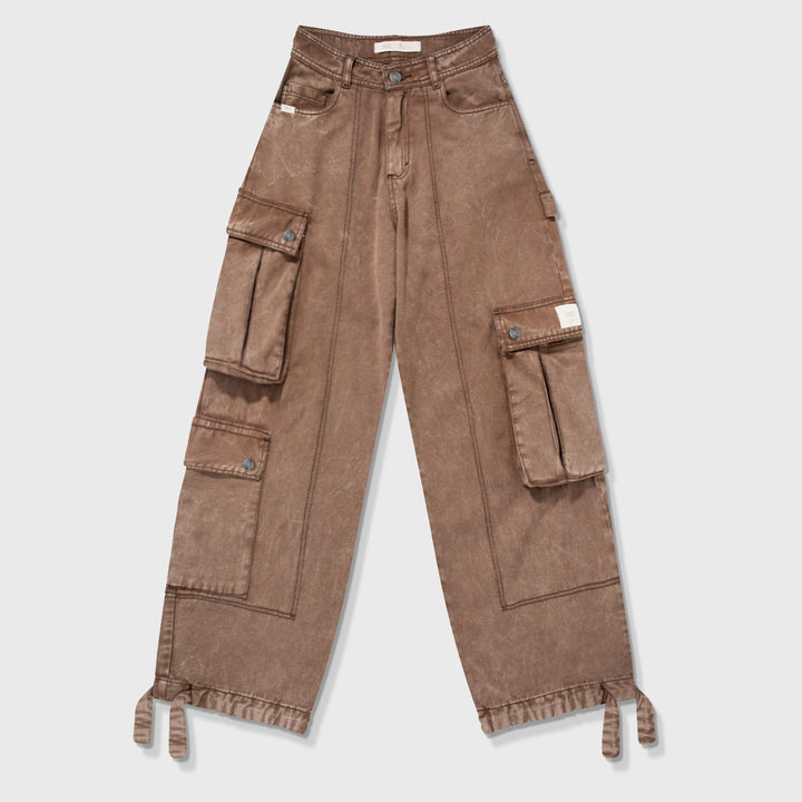 Cargo Multi-Pocket Pants - Washed Brown