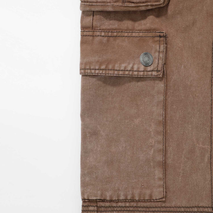 Cargo Multi-Pocket Pants - Washed Brown