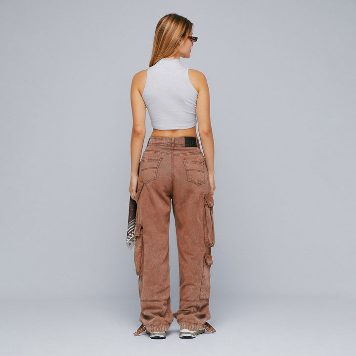 Cargo Multi-Pocket Pants - Washed Brown