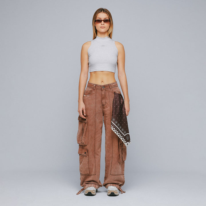 Cargo Multi-Pocket Pants - Washed Brown