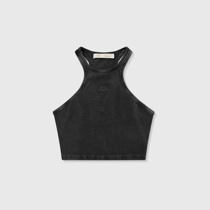 Core Ribbed Crop Tank Top - Dark Grey