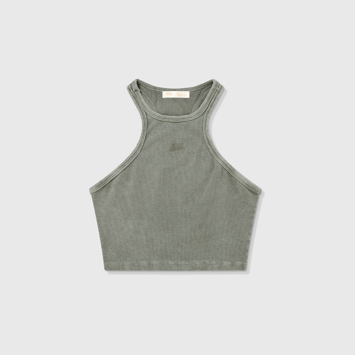 Core Ribbed Crop Tank Top - Light Grey