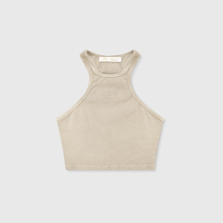 Core Ribbed Crop Tank Top - Sand