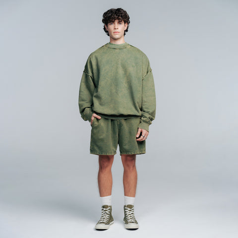 Core Washed Shorts - Military Green