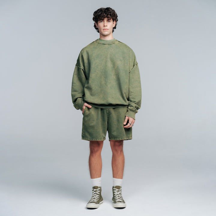 Core Washed Shorts - Military Green