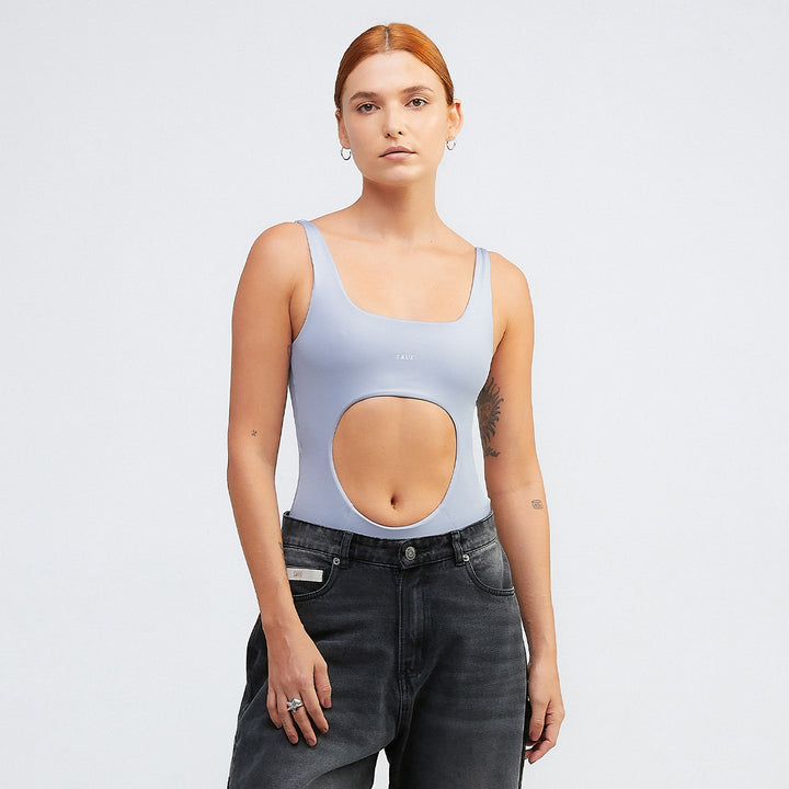 Cut-Out Bodysuit - Light Gray