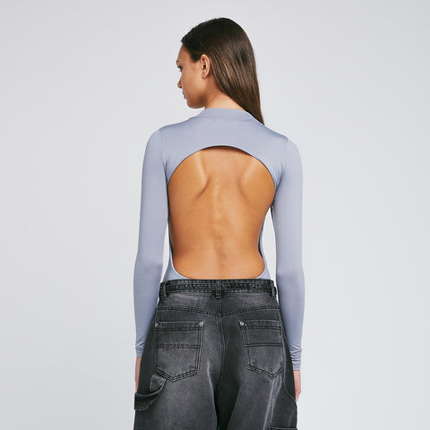 Cut-Out Back Bodysuit - Light Gray