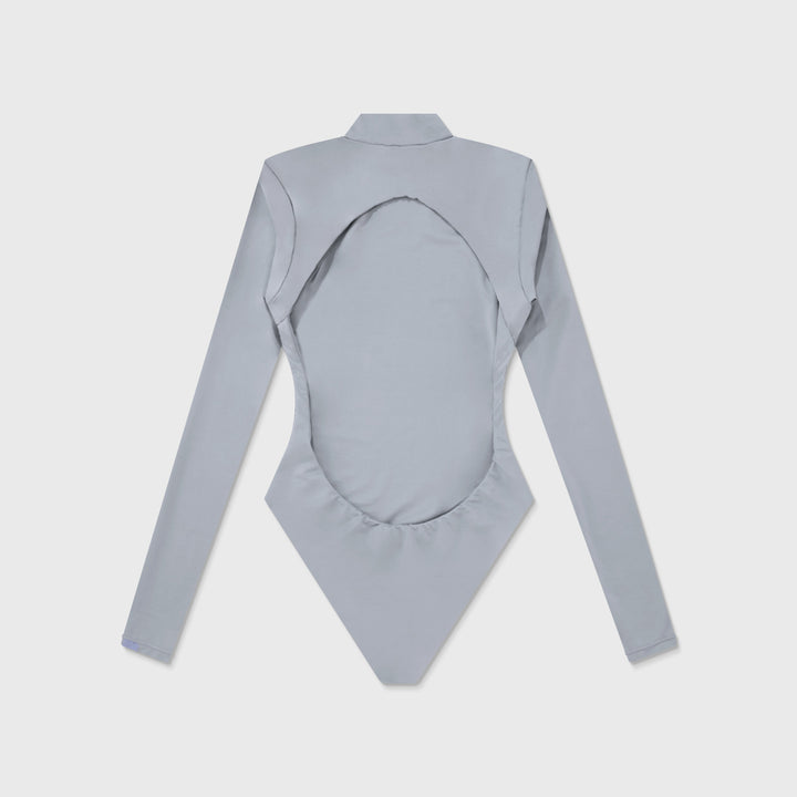 Cut-Out Back Bodysuit - Light Gray