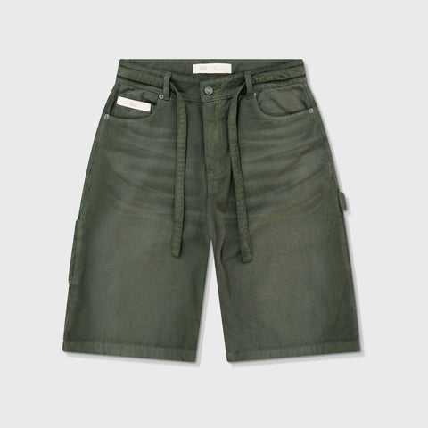 Dirty-Wash Jorts - Military Green