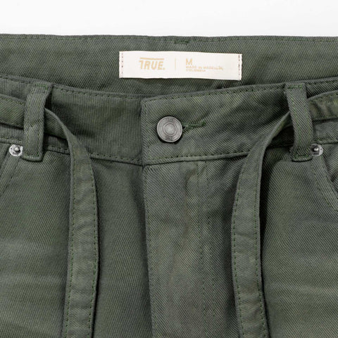 Dirty-Wash Jorts - Military Green