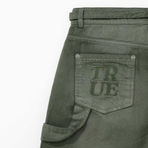 Dirty-Wash Jorts - Military Green