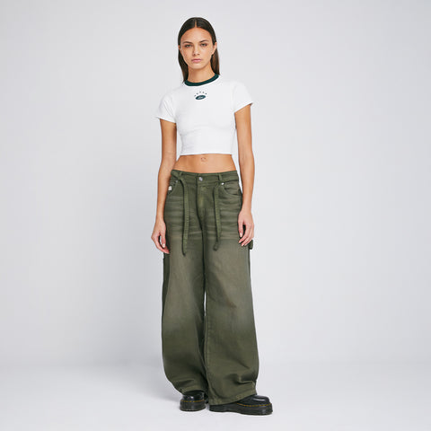 Dirty-Wash Pants - Military Green