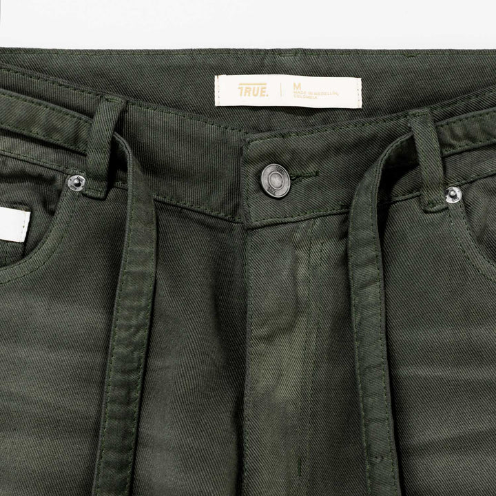 Dirty-Wash Pants - Military Green