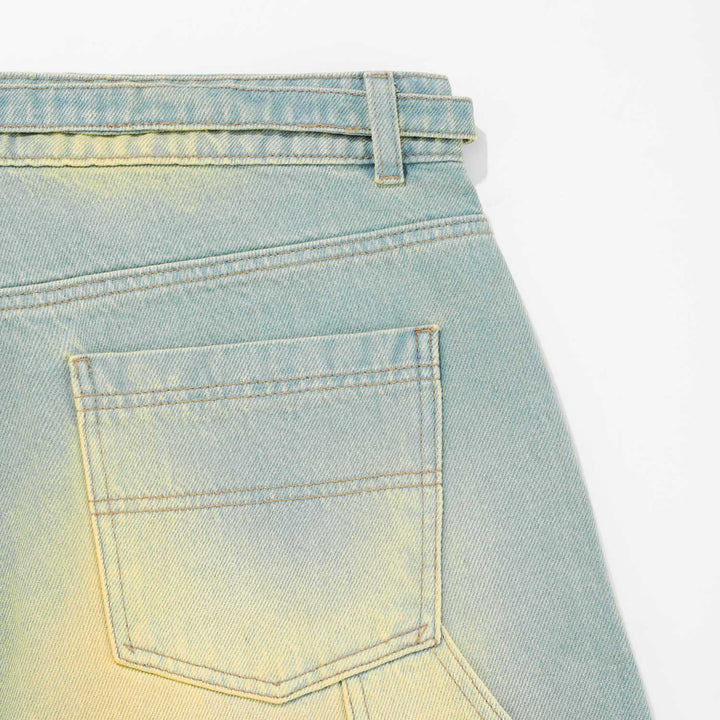 Dirty-Wash Wide-Leg Jorts - Blue