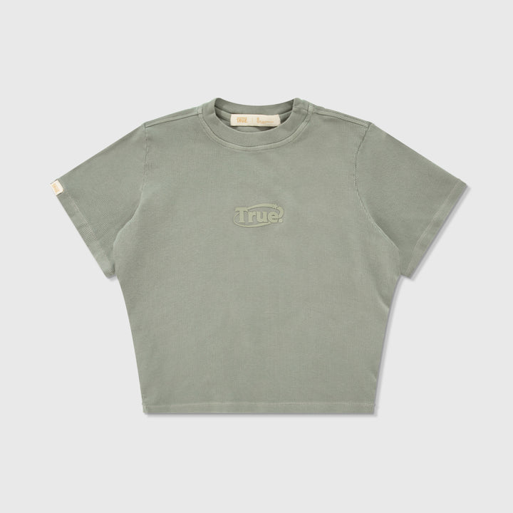 Washed Fitted Ribbed Top - Gray