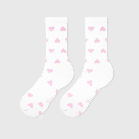 Hearts Socks - White