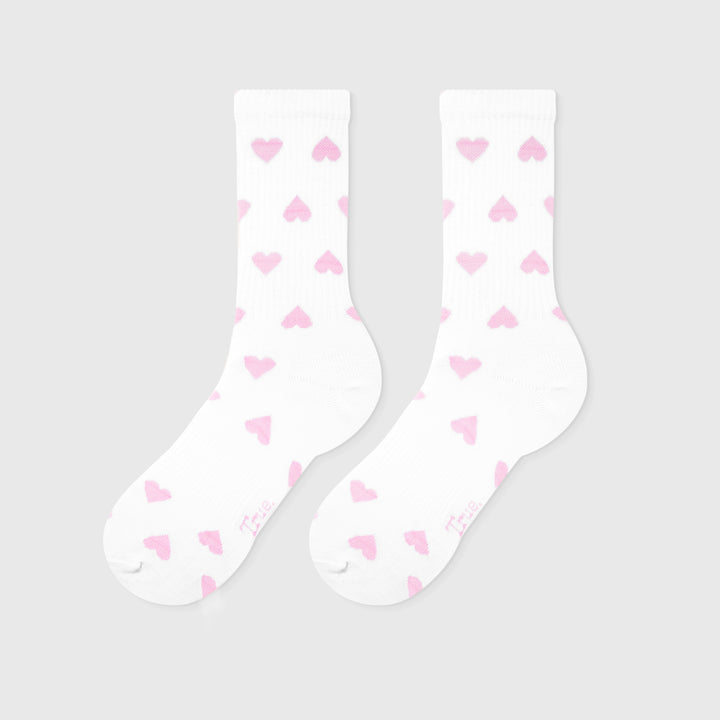 Hearts Socks - White