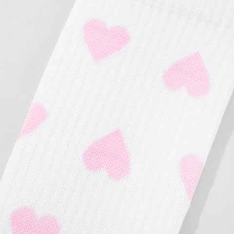 Hearts Socks - White