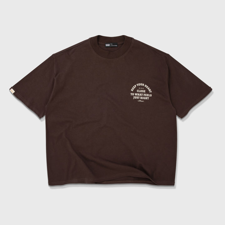 Heart Boxy Tee - Brown