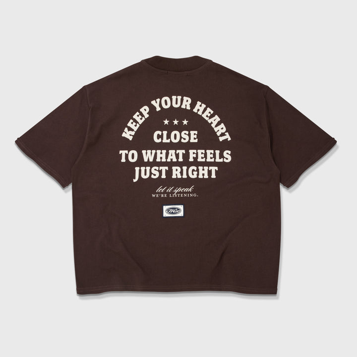 Heart Boxy Tee - Brown