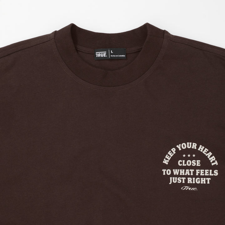 Heart Boxy Tee - Brown