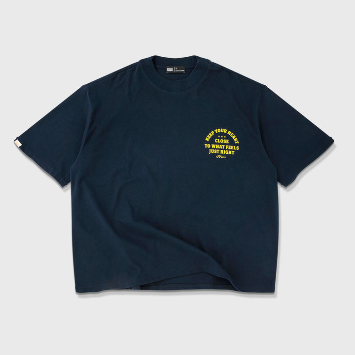 Heart Boxy Tee - Navy Blue