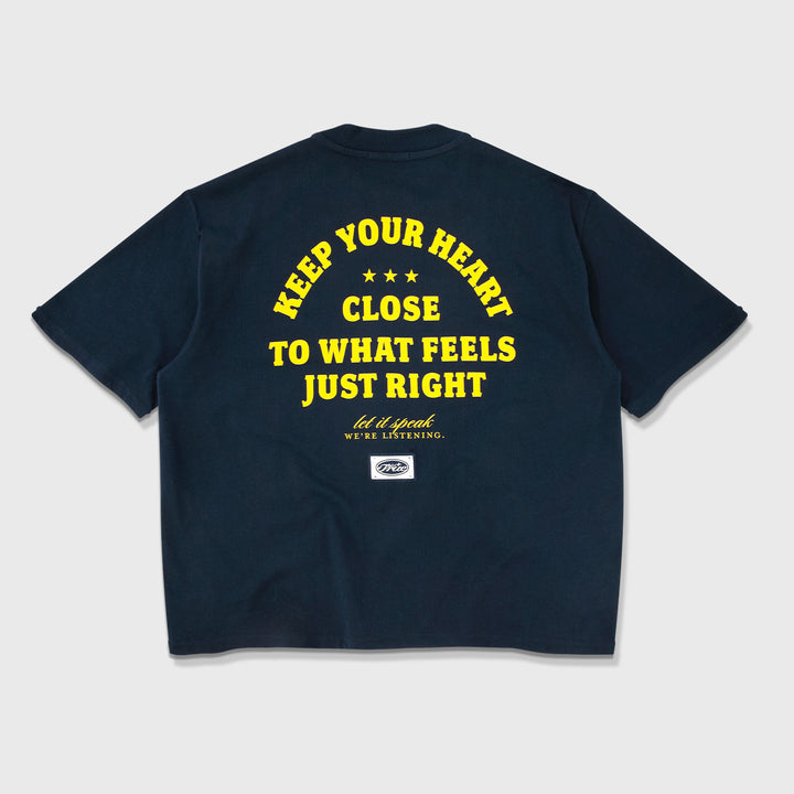 Heart Boxy Tee - Navy Blue