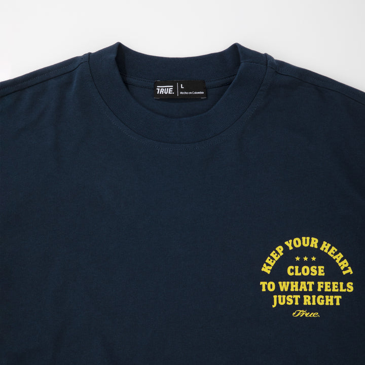 Heart Boxy Tee - Navy Blue
