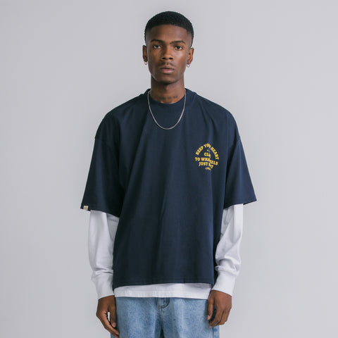 Heart Boxy Tee - Navy Blue