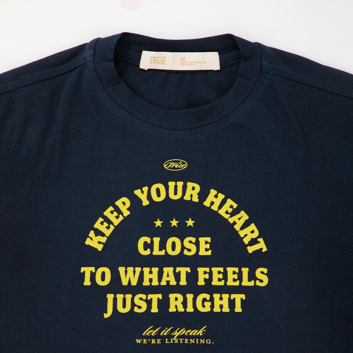 Heart Slim Tee - Navy Blue