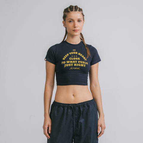 Heart Slim Tee - Navy Blue
