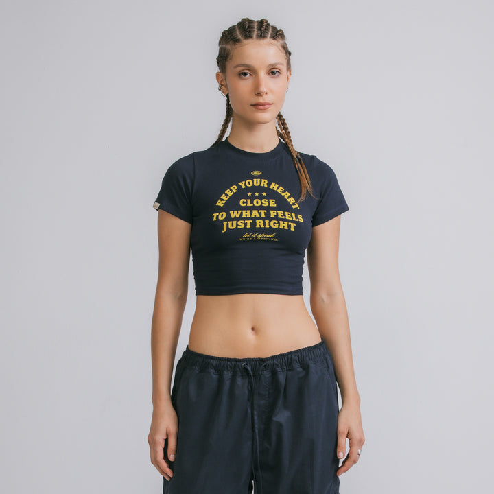 Heart Slim Tee - Navy Blue