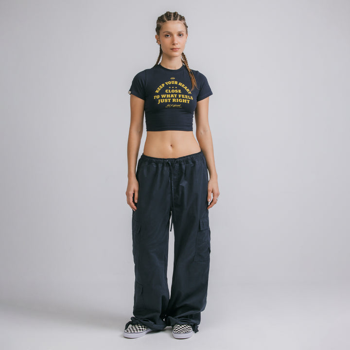 Heart Slim Tee - Navy Blue