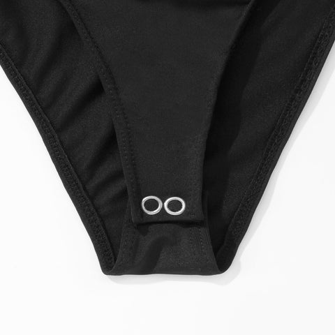 High-Leg Cut-Out LS Bodysuit - Black