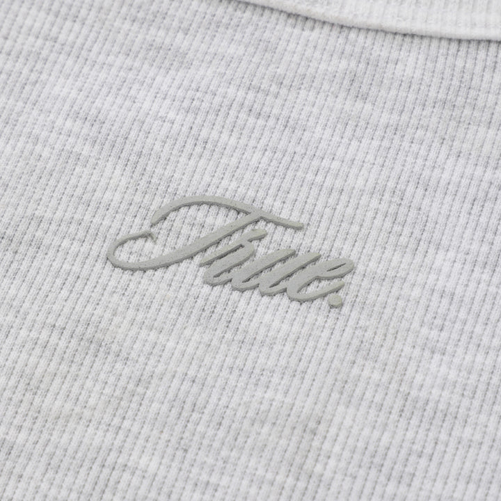 High Neck Ribbed Top - Gray