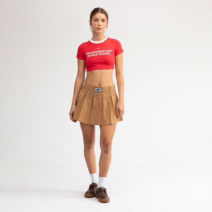 Icons Cropped Slim Tee - Red