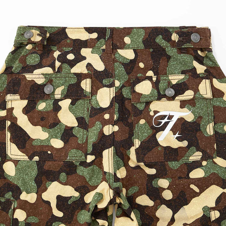 Loose Straight Camo Pants - Green