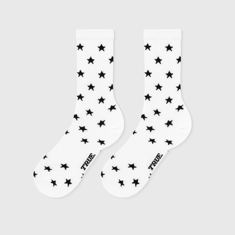 Black Stars Socks - White