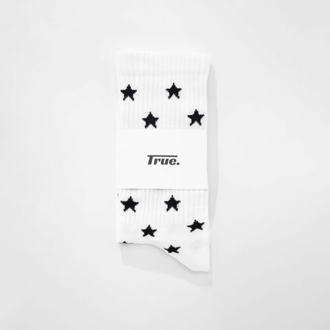 Black Stars Socks - White