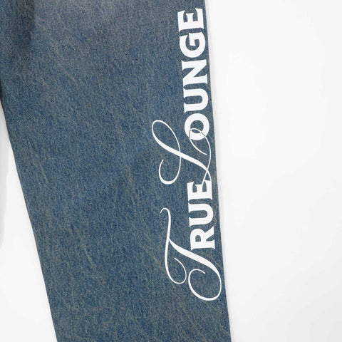 Lounge Printed Denim Pants - Blue