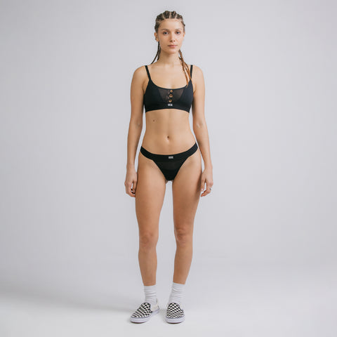 Mesh Cut-Out Bottom - Black
