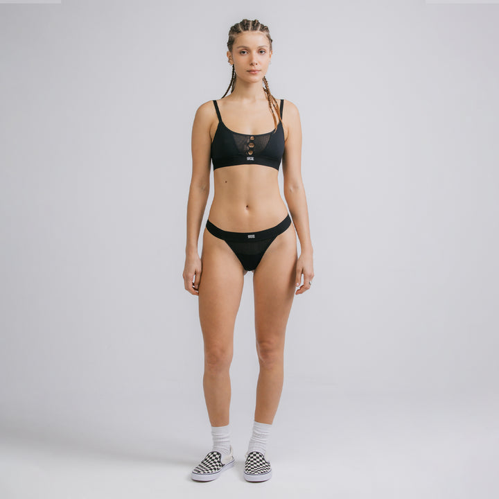 Mesh Cut-Out Top - Black