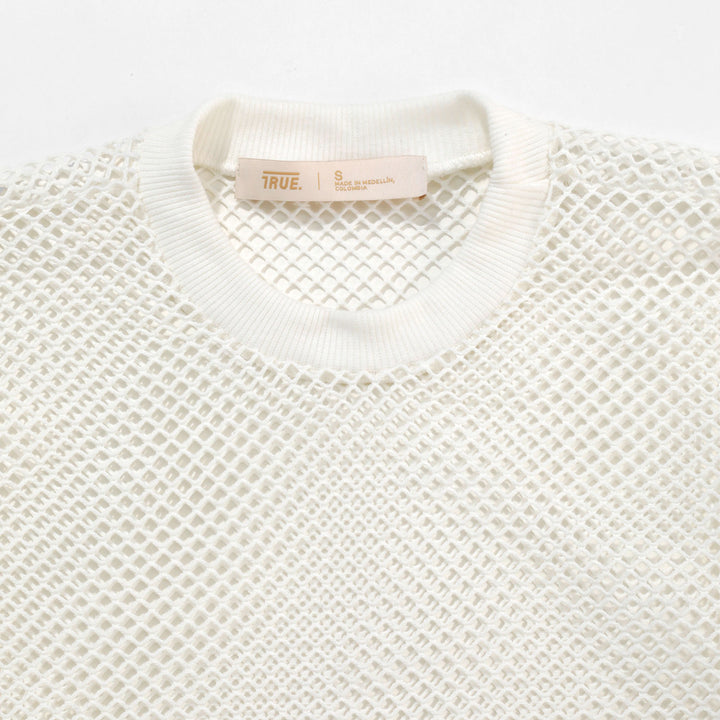 Mesh LS Crop Top - Cream